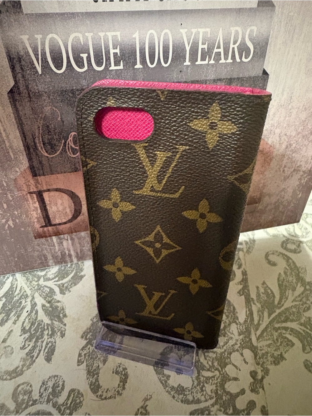 Louis Vuitton Monogram Phone Folio with Bright Pink Interior